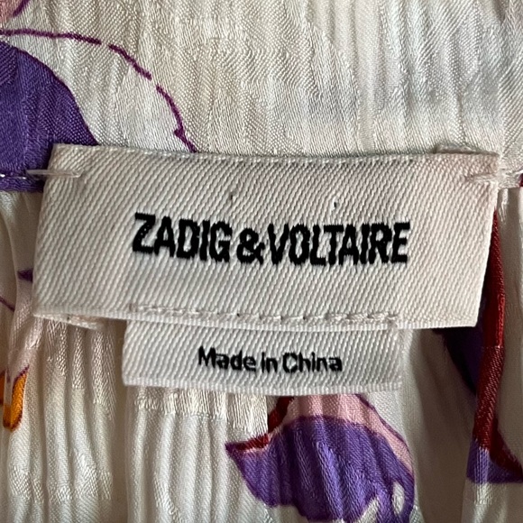 Zadig & Voltaire Tink Jac Cut Floral Silk Long Sleeve Cream Button Up To… - Picture 4 of 7